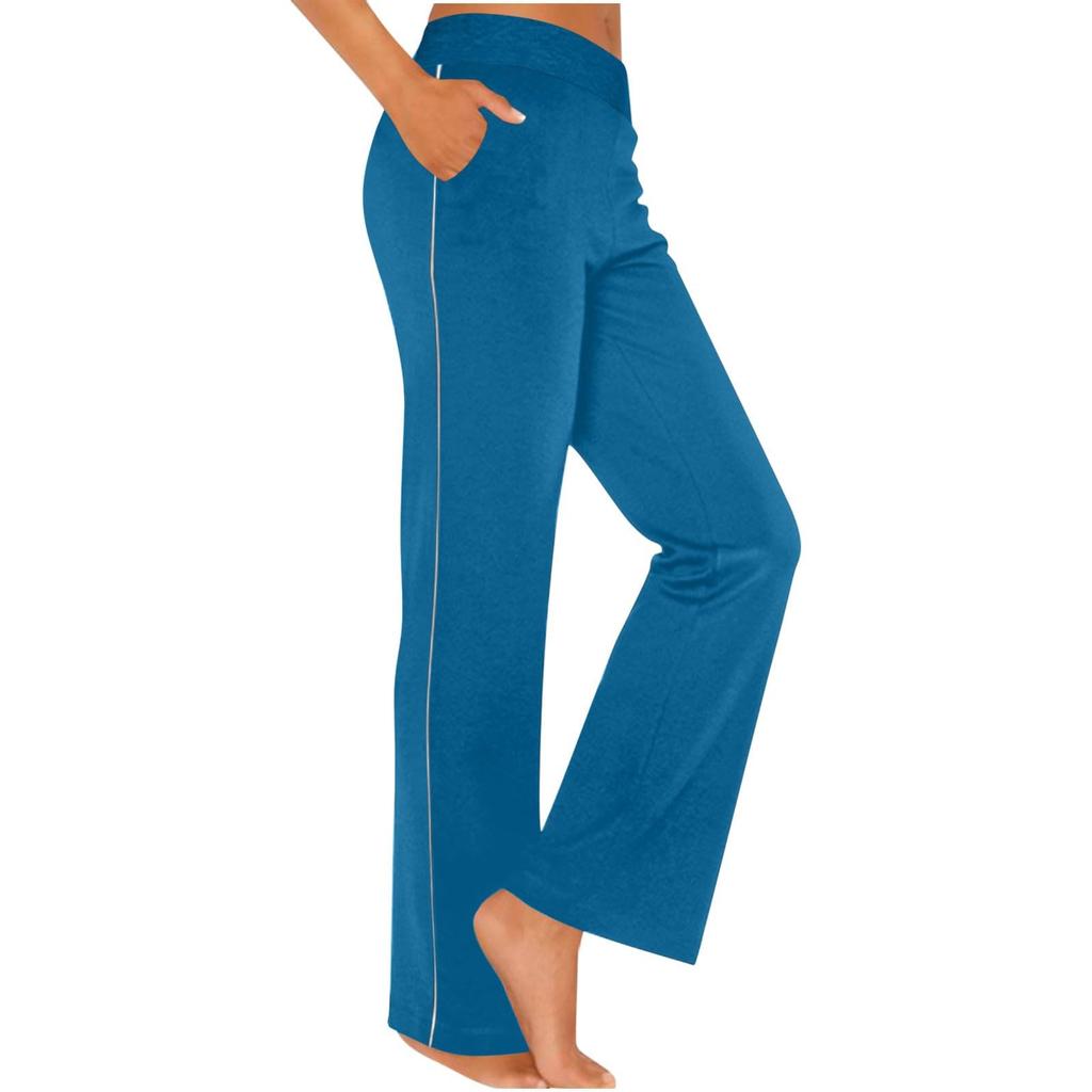 Women's Yoga Pants Casual High Waisted Elastic Solid Color Work Pants With Pockets