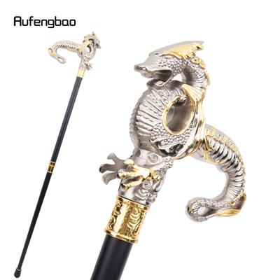 Bastone da Passeggio di Lusso Drago Oro Nero Moda Bastone da Passeggio Decorativo Elegante Bastone Cosplay Pomello Pastorale 93cm