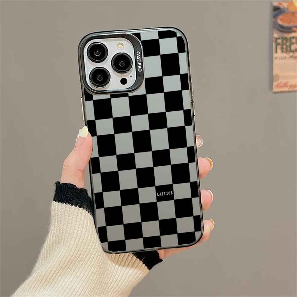 Modern Geometric Checkered Pattern Phone Case For iPhone 11 12 13 14 15 16 Pro Max 7 8 14 15 16 Plus X XR XS Max Protection Case