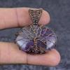 Natural Sage Amethyst Gemstone Copper Wire Wrap Jewelry Pendant 1.77" L1L73