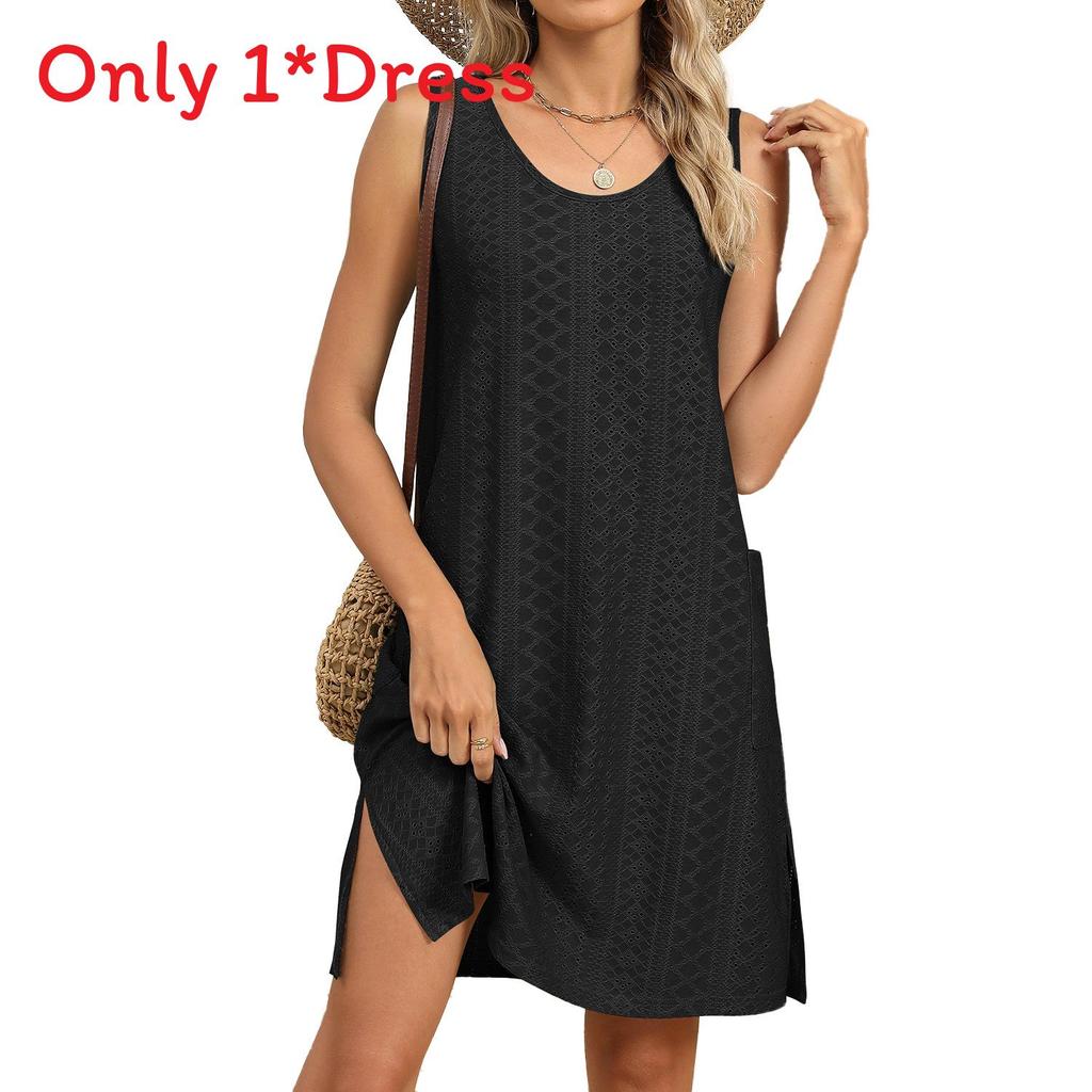 Womens Summer Dress With Pockets In Knit Fabric For Casual Office Wear