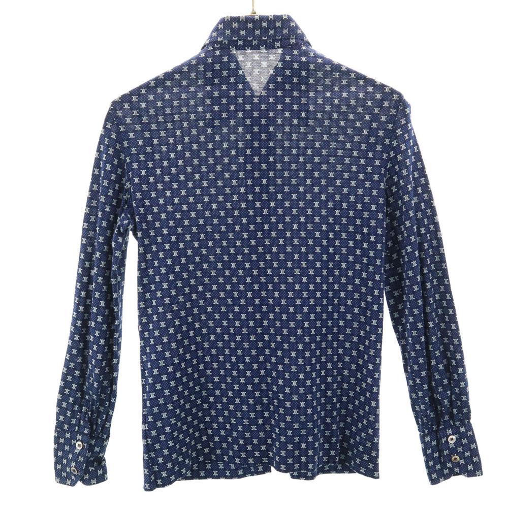 Celine 90s Made In Italy Old JCC Macadam Pattern 7 Minutes Sleeve Shirt Women Used