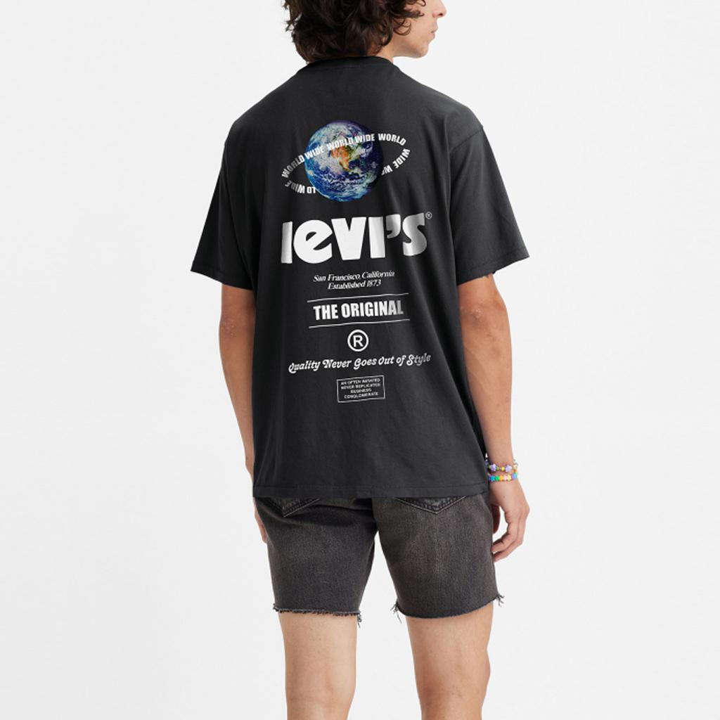 Levis Logo Graphic Loose Comfortable Crew Neck Short Sleeve T-Shirt Men T-Shirts Black 87373-0048