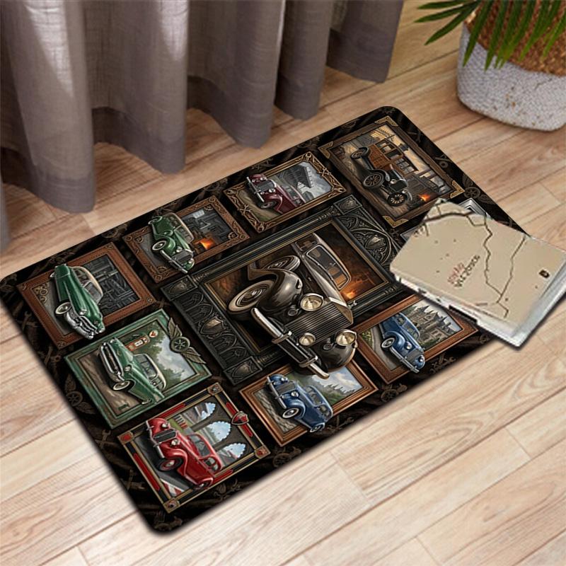 Classic Car Art Rug Pattern Rug Floor Mat for Living Room or Bedroom Soft and Comfortable Carpet a Gift for Birthday and Holiday.