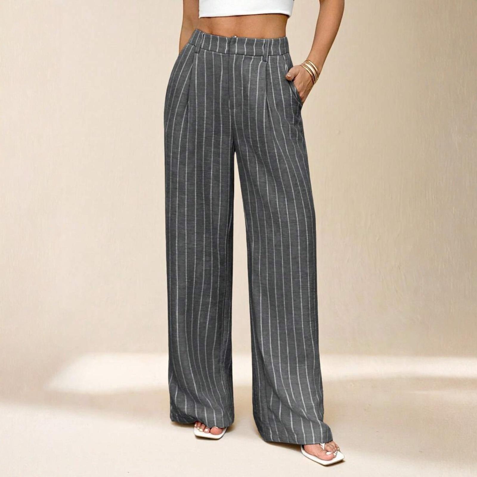 

Women s Casual Low-waisted Straight-leg Trousers For Commuting L чёрный