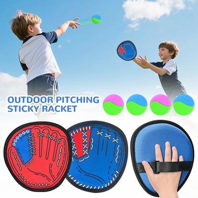 Balle Attrapée à la Main Lancer en Extérieur, Raquette Cible Collante, Jouet de Jeu Interactif Parent-Enfant, Balle Élastique à Lancer et Attraper