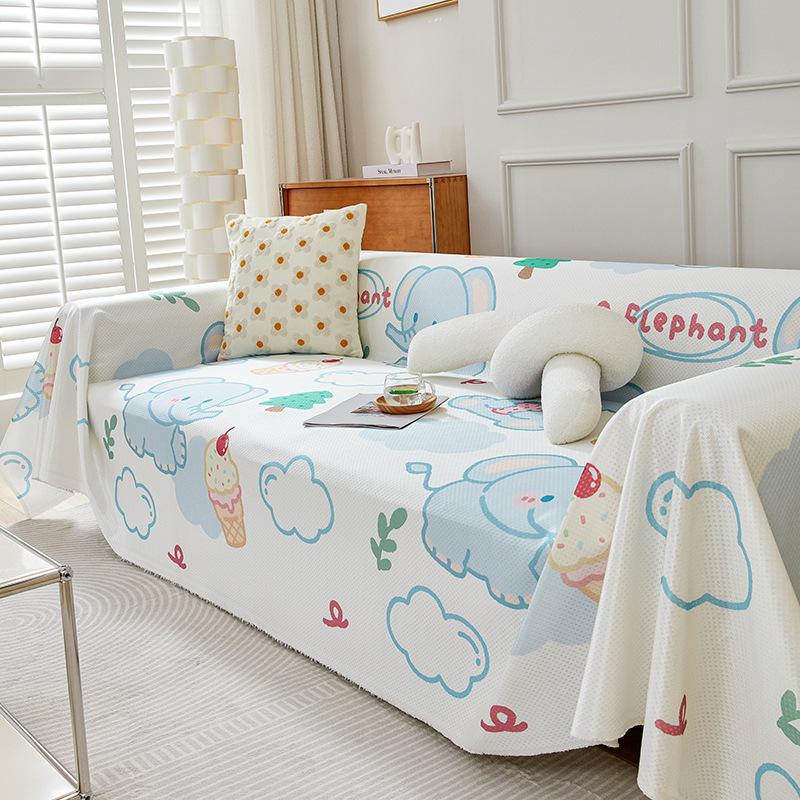 Eisseide Sofabezug Stoff Sommer Sommer Cartoon Niedlich Sofa Handtuch All-Inclusive Universal Leder Sofabezug Vollbezug Decke