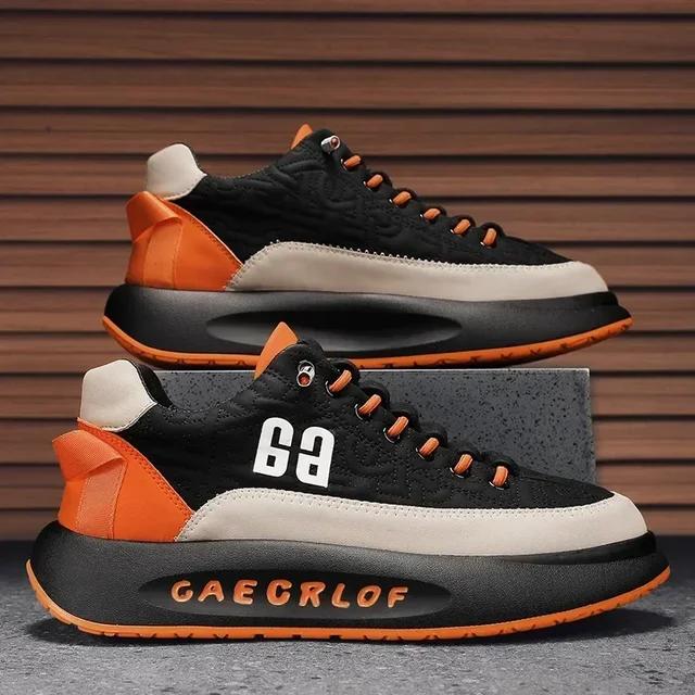 Wiosna 2025 Nowe Męskie Buty Sportowe Wszechstronne Casualowe Buty Boardowe z Grubą Skórzaną Powierzchnią i Zwiększające Wysokość Sneakersy