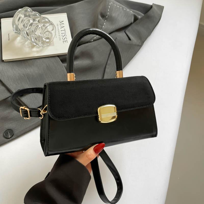 

Winter new solid color casual commuter handbag niche design daily small square bag retro shoulder women s bag