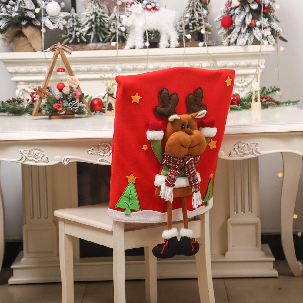 3D Doll Design Christmas Chair Cover Cloth Snowman Chair Cover Santa Chair Cover  Holiday Festival