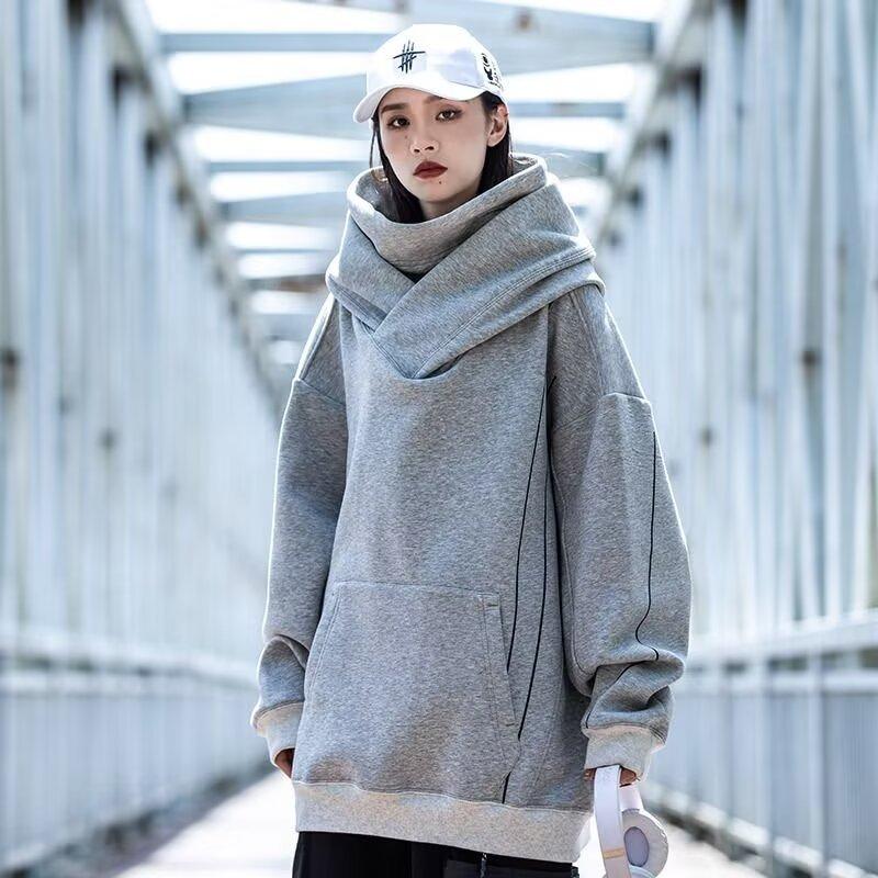 High End Men's Hoodie New Style Crew Neck Loose Base Layer Fashion Trendy Casual Long Sleeve Pullover Top for Spring and Autumn