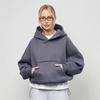Felpa da donna casual a tinta unita con cappuccio, vestibilità aderente, manica lunga, manica corta, pullover, felpa con cappuccio e tasca
