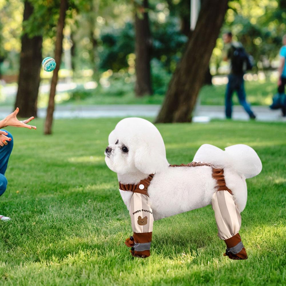 Pets Dustproof Strolling Pants Anti-Slip Dog Paw Protector Shoes W/Suspender Stain Resistant Waterproof Dog Jumpsuit Pet Custume