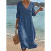 QICED Fashion Summer Spring Short Sleeve V-Neck  Casual Dresses