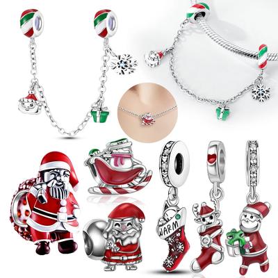 Copperchristmas Theme Series Santa Claus Charm Carrying Gifts For Women Diy Bracelet Necklace Jewelry Making Gift