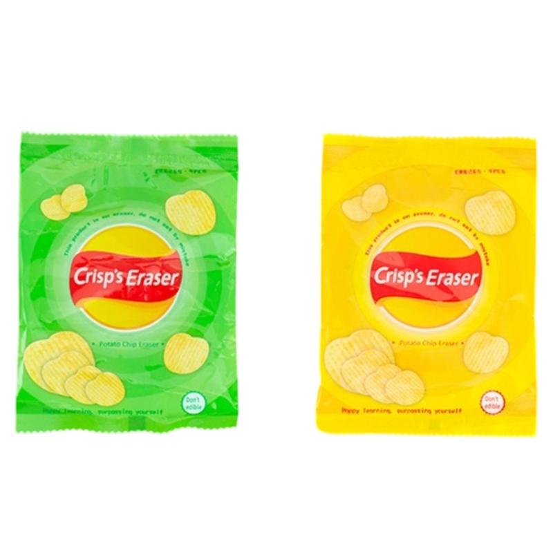 

8PCS Novelty Crisps Shaped Eraser Set Creative Rubber Erasers Easy Erasing For Kids Student Writing Drawing Sketching 1