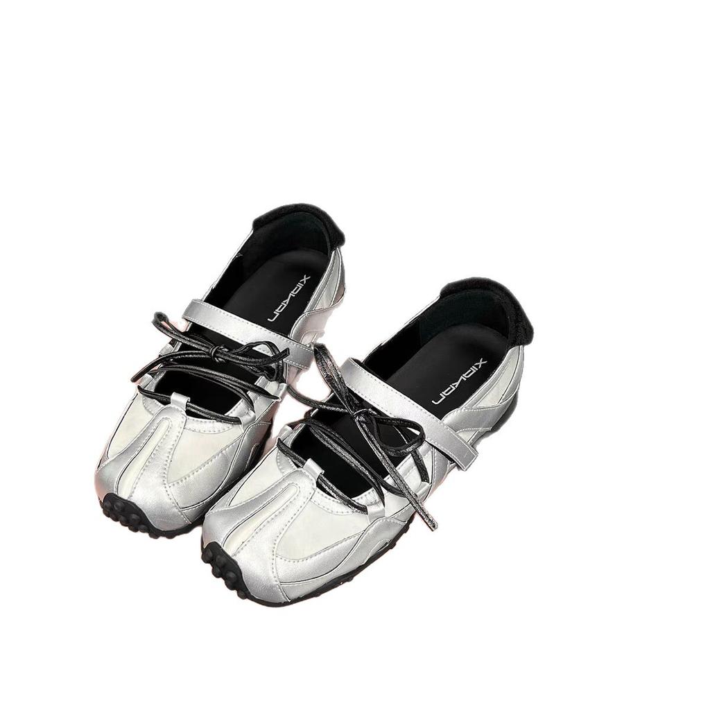 Niche Design Sports Ballet Shoes Women's Summer New Silver Single Shoes Platform Mary Jane Shoes
