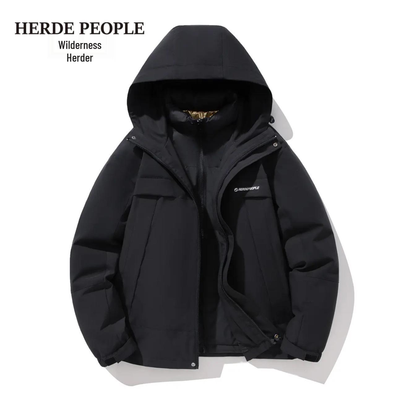 

Зимняя куртка-пуховик 3-в-1 для пары - Теплая, пух белой утки, повседневная одежда для улицы XL [150-170 kg]