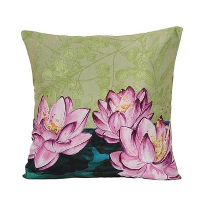KOKO MAISON INC Blooming Lotus Polystain Cushion Cover | Flap Closure | Digital Printed
