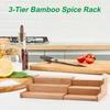 Μέγεθος συσκευασίας κουτιού 23*24*9,5cm μπαμπού 3 επιπέδων ρυθμιζόμενη ραφιέρα αποθήκευσης για μπαχαρικά