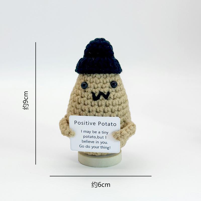 Funny Positive Energy Potato Hug Pocket Doll Mini Handmade Plush Knitted Plant Ornament Home Room Decoration Christams Gifts