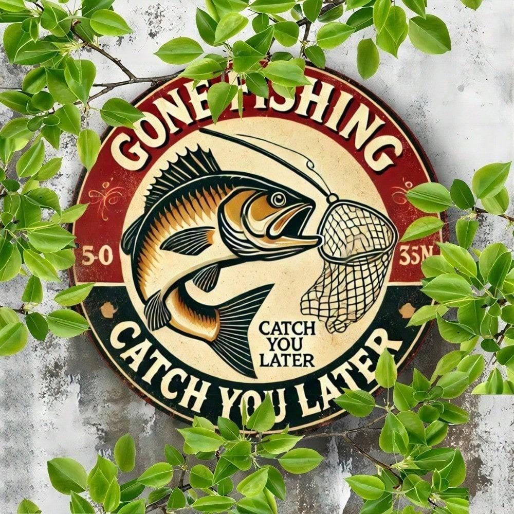 Vintage Tin Sign Retro Metal Plaque Fishing Man Cave Garage Wall Art