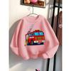 European sizes Fire Truck Ladder Hose Girls' Fashionable Crewneck Sweatshirt, Western Top, Children's Long Sleeved Casual Tee