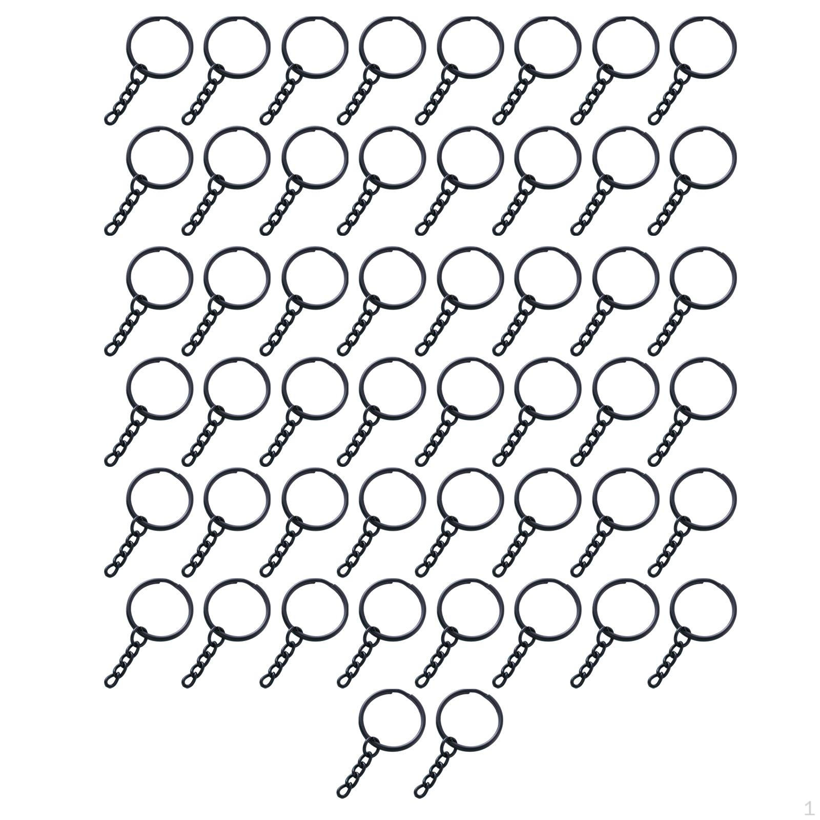 

50 шт., 1 дюйм, 25 мм, набор колец для ключей, брелок для ключей и большой объем для ювелирных изделий чёрный