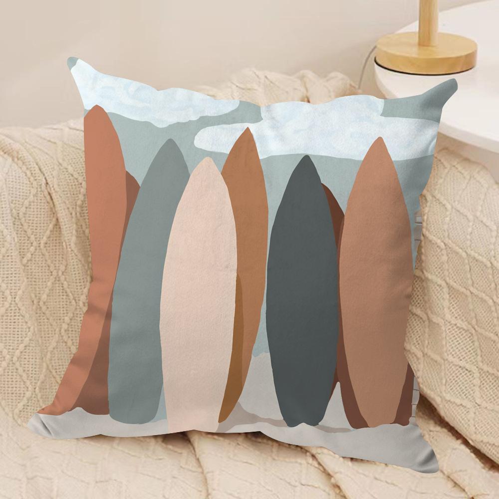 Summer Surfing Ins Art Cushion Cover Silky Short Plush Invisible Zipper Dustproof Sofa Pillow Case For Home Decor