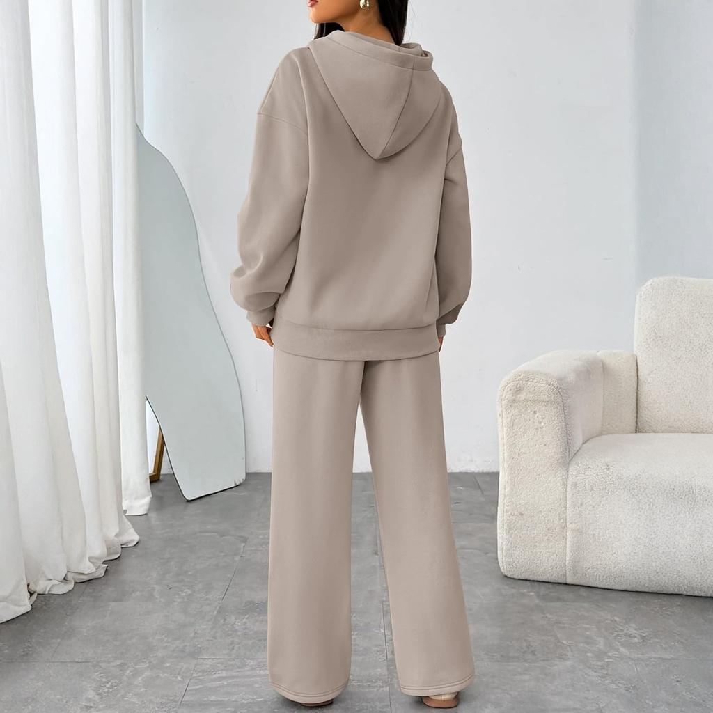 Women's Casual Warm Hooded Sweatshirt And Sweatpants /Winter Sports Set