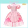 Costume Gioco di Ruolo Cartone Animato Principessa Peach di Super Mario Vestito Cosplay di Halloween