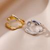 18k Gold Plated Men's Adjustable Geometric Stainless Steel Ring - Korean Style