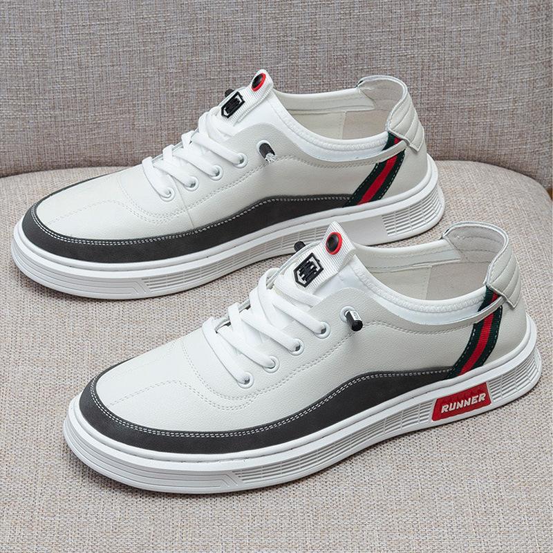 

2025 spring men s shoes British PU casual leather shoes Korean version of white shoes trendy low-top men s board shoes 2025 39