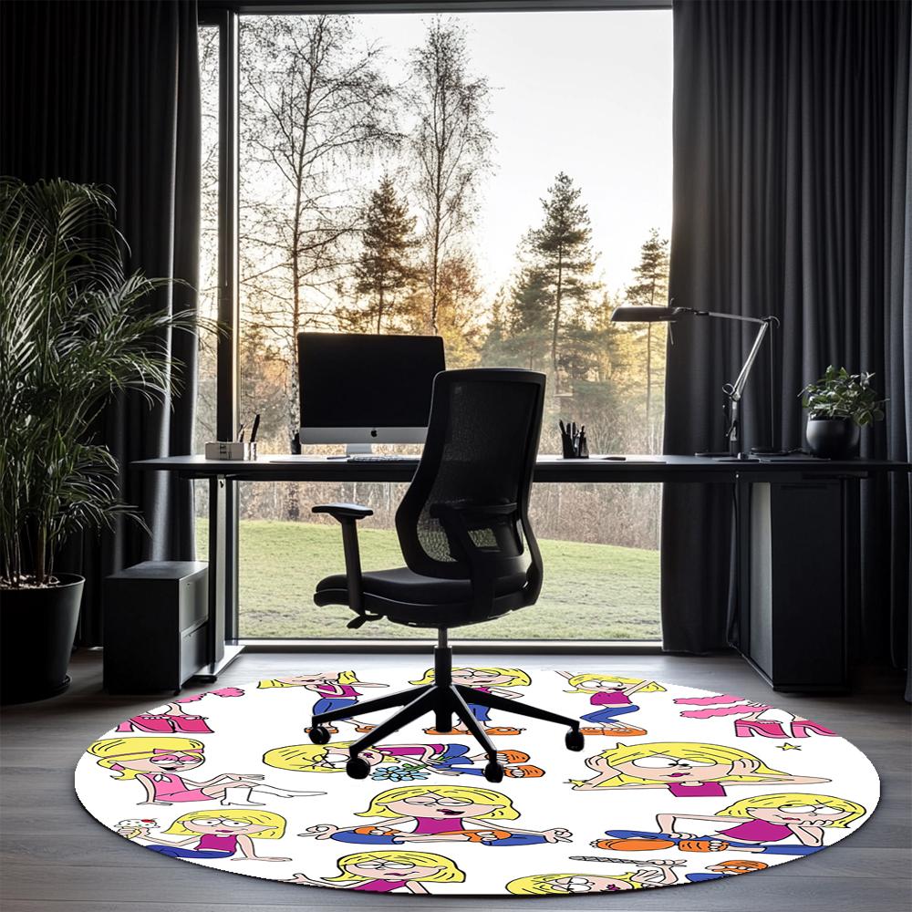 Lizzie McGuire Printed Round Rug Carpet Chair Rug Area Rug Entryway Doormats,for Office Chair Living Room Bedroom Kitchen Room.