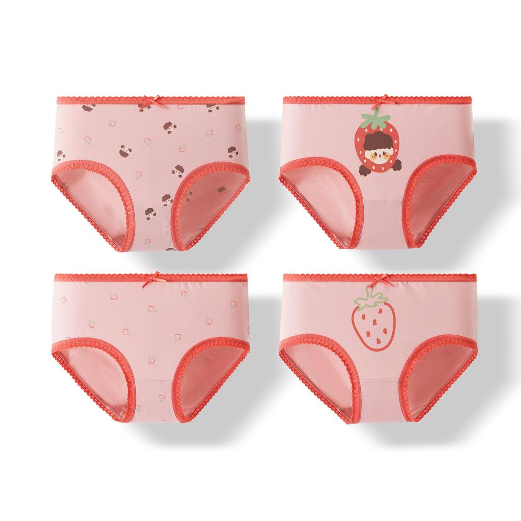 Baby Girls' Cute Cartoon Print Cotton Underpants - Breathable Bow Design for Infants and Toddlers