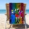 proof beach towel with a Rainbow Friends2 pattern - soft,absorbent,quick-drying,machine washable - perfect for swimming,camping,bathing