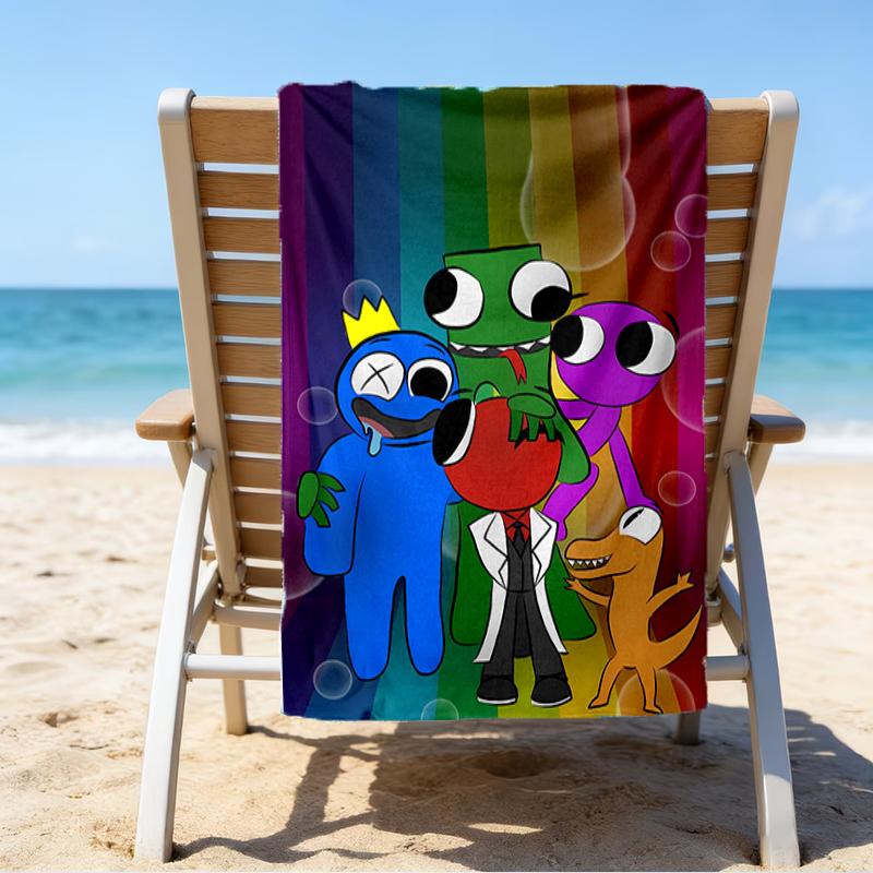 proof beach towel with a Rainbow Friends2 pattern - soft,absorbent,quick-drying,machine washable - perfect for swimming,camping,bathing