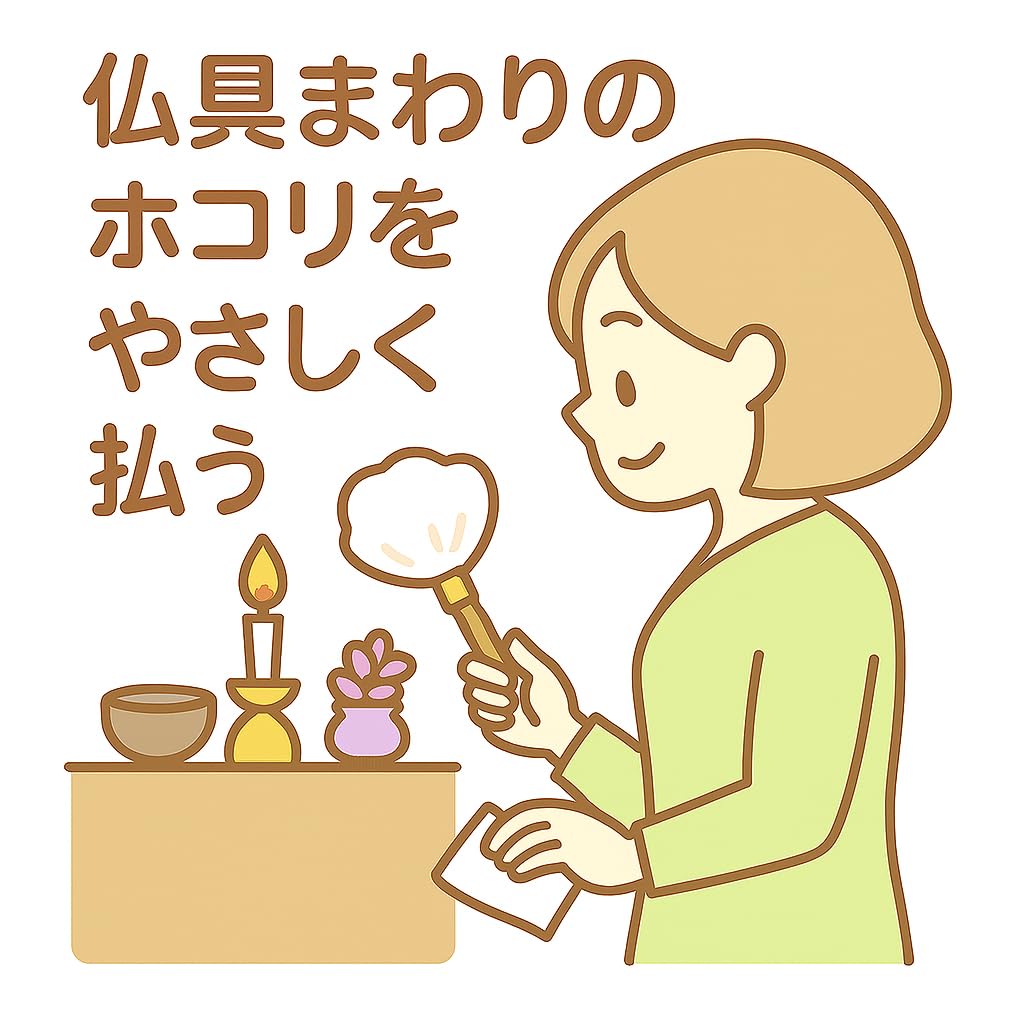 Small duster for cleaning Buddhist altars and accessories. Soft bristles gently sweep away dust. Approximately 17.5cm in size. (Set of 3)