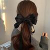 Big Bowknot Solid Satin Long Ribbon Bows Spring Clamp Women's Ponytail Hair Clip