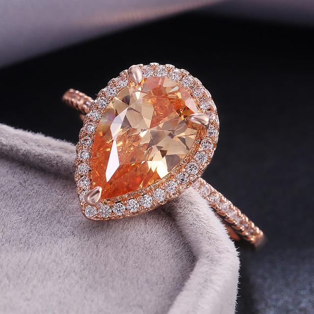 

Модное стильное кольцо с кристаллами шампанского в форме капли для женщин, роскошное обручальное кольцо с микро-паве из фианита, прямые продажи с фабрики 6