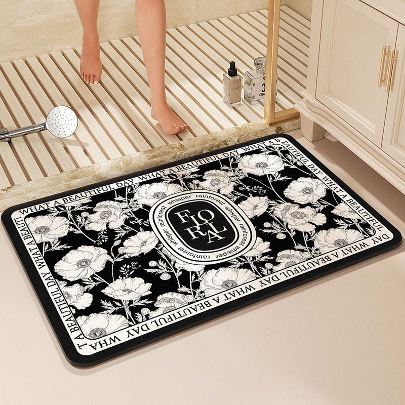 

Luxury Bathroom Rug Bath Mat Anti Slip Shower Foot Mats Super Absorbent Quick Dry Floor Mat Toilet Carpet Doormat Washable 40cmx60cm