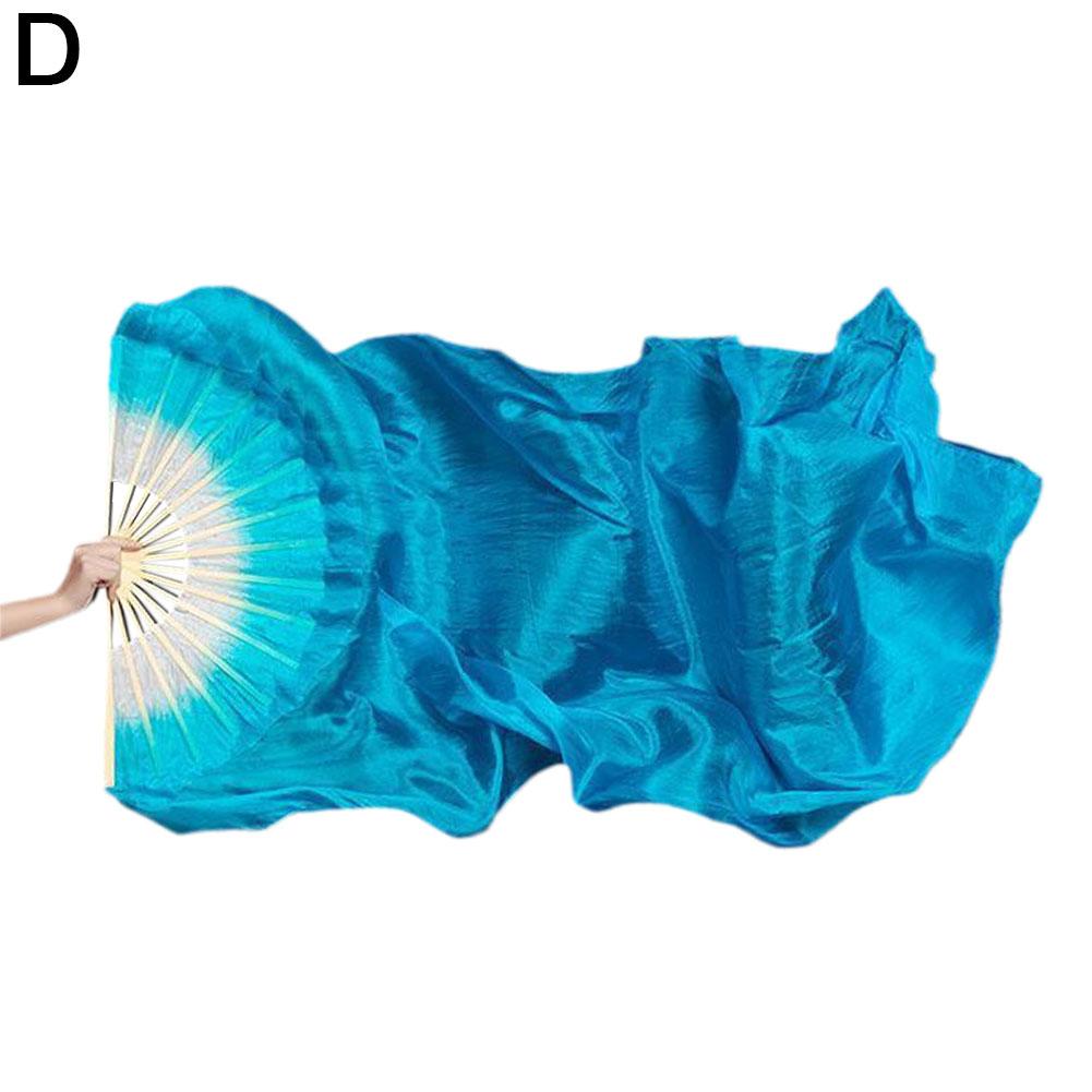 120cm Length Dancing Fan Women Belly Gradient Color Dancer Practice Long Imitation Dance Props elly Dance Silk Fans Performance