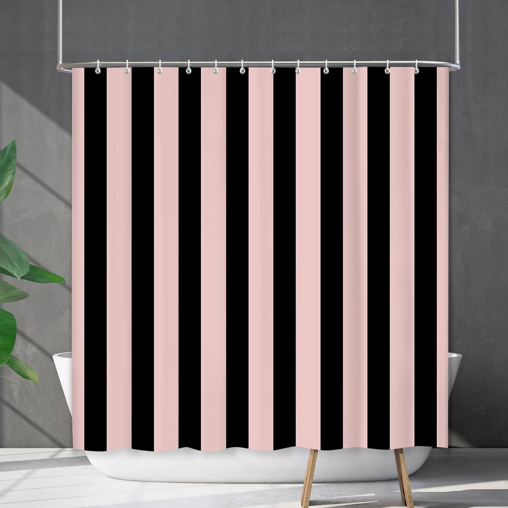 Shower Curtain Waterproof And Mildew-Proof Line Lattice Bathroom Striped Bathroom Curtain Shower Curtain Partition Curtain Free Of Punching