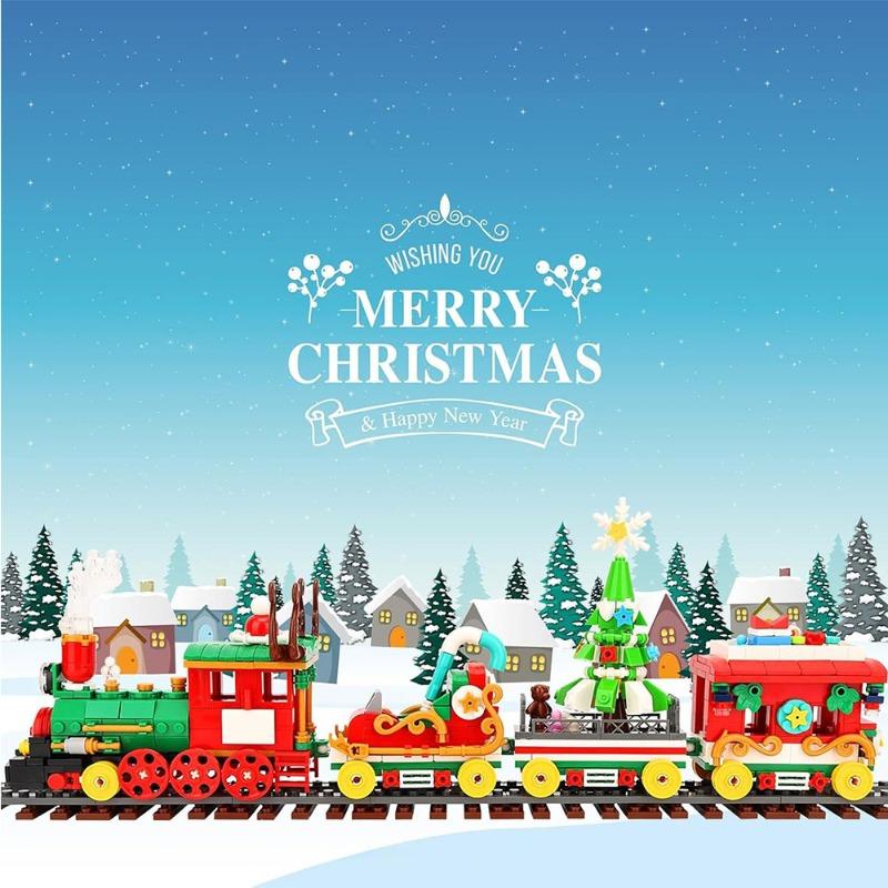 2025 24-Day Advent Calendar Christmas Train Building Set with 777 Building Blocks 24-day Countdown Calendar Surprise Gift Box