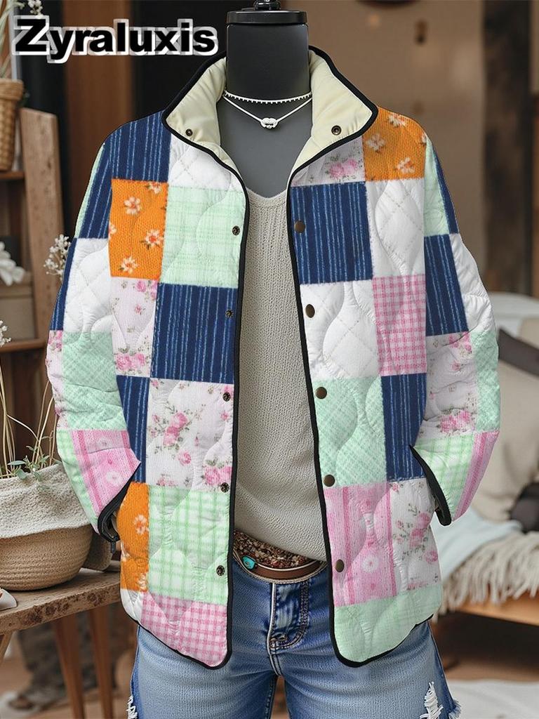 Women's Padded Cotton Jacket Floral Digital Print Women's Cotton Jacket