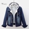 Winterjas Dames Met Capuchon Effen Kleur Lange Mouwen Afneembare Hoed Dik Houdt Warm Enkelrijig Grote Mat Pluche Denim Jas voor Dagelijks Gebruik