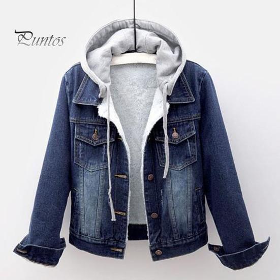 Winterjas Dames Met Capuchon Effen Kleur Lange Mouwen Afneembare Hoed Dik Houdt Warm Enkelrijig Grote Mat Pluche Denim Jas voor Dagelijks Gebruik
