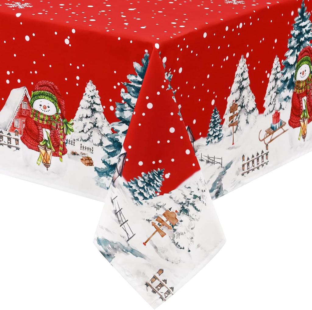 Weihnachts-Tischdecke Rund Wasserdicht Weiß Gold Schneeflocke Tischdecke, Waschbare Metallische Weihnachts-Tischdecke Spritzwassergeschützt Winter