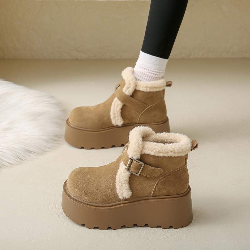 

Winter Women Snow Boots 5 CM Platform Buckle Design Shoes Outdoor Fashion Warm Fur Ankle Boot High Quality Casual Plush Shoes 41 34