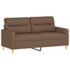 2 Seater Sofa with Decorative Cushions Brown 140 cm Fabric